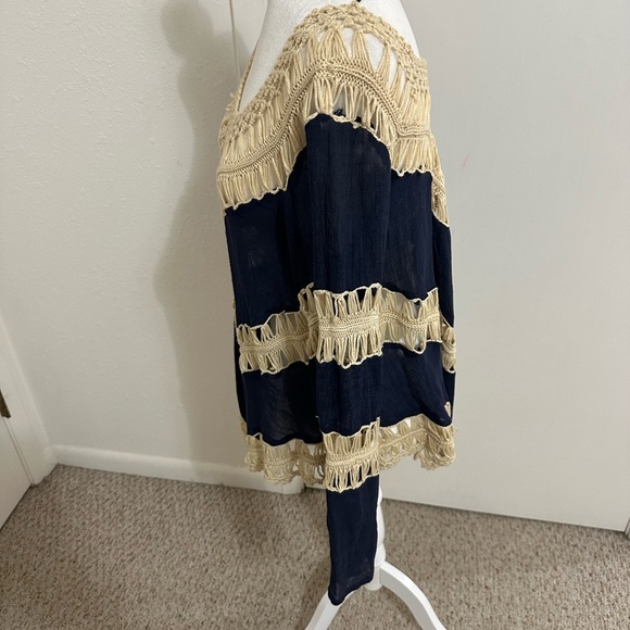 Umgee Crochet Tunic / Cover-Up Coverup BOHO size M - Picture 4 of 8